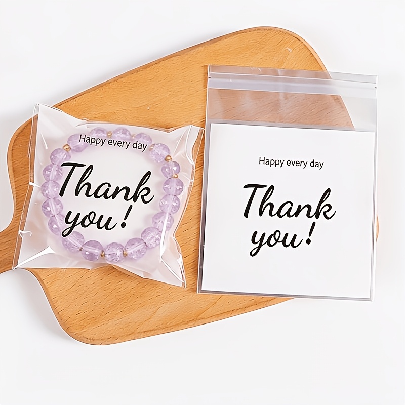 25pcs Thank You Plastic Gift Bags, Self-Sealing Design